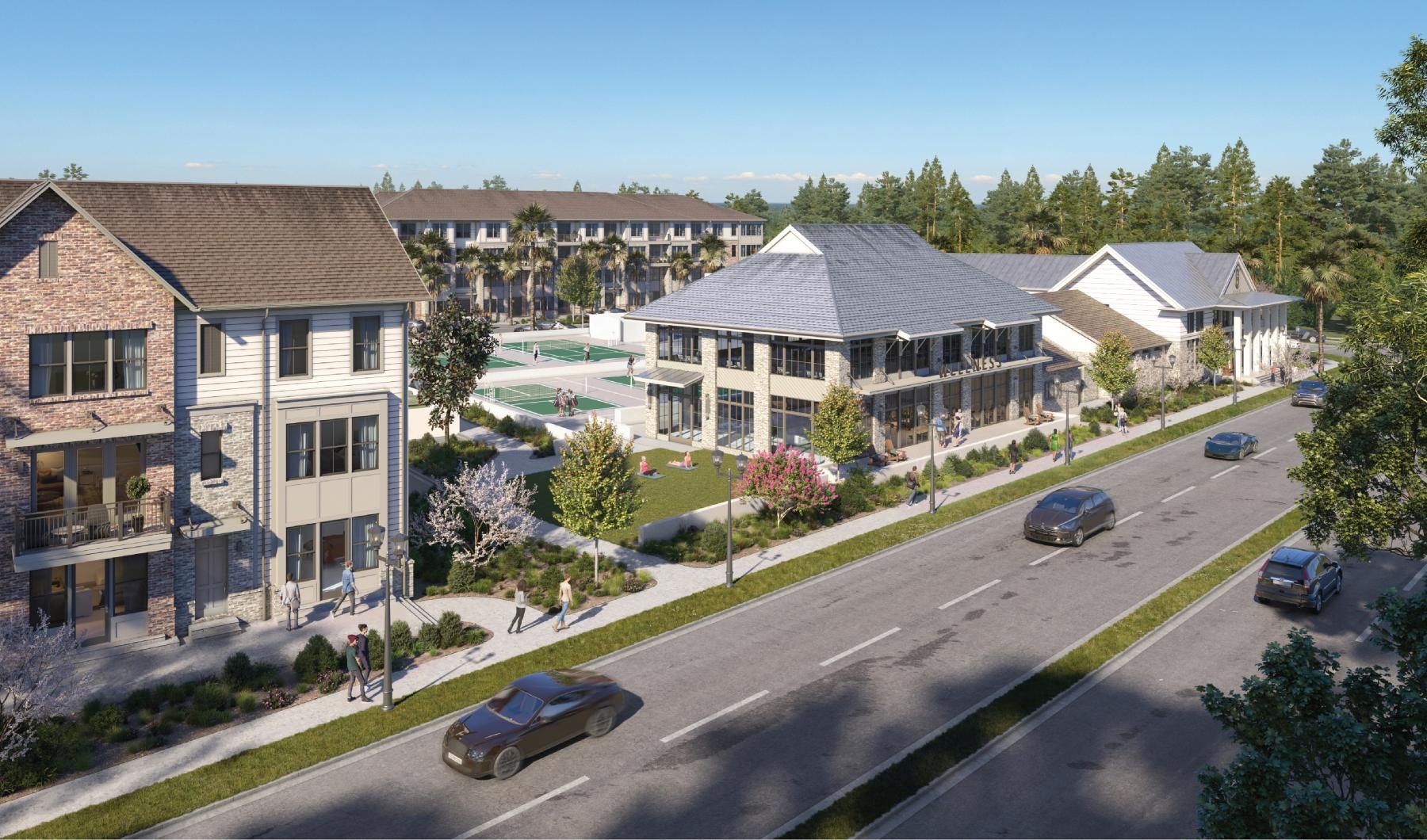 a street with cars and buildings along it